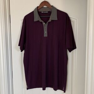 Travis Mathew Pique Purple Gray Short Sleeve Polo Shirt Golf Men’s Size‎ XXL